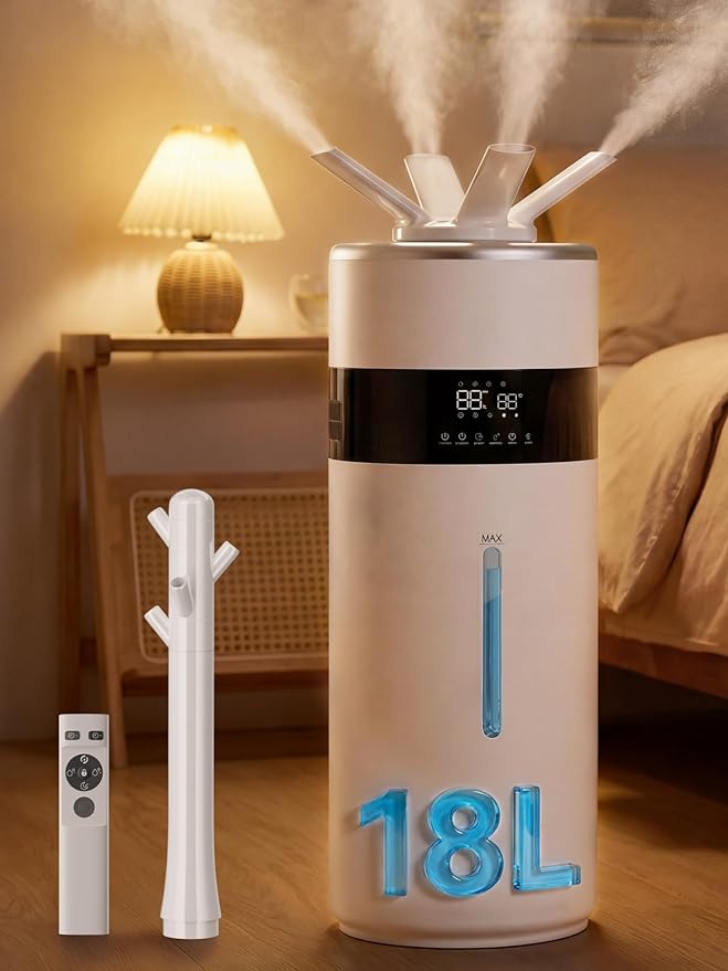1200ml/h Humidifier for Bedroom up to 2000 sq.ft, 4.8Gal/18L Large Tank by SUNGDOGIN