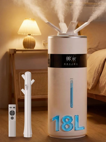 1200ml/h Humidifier for Bedroom up to 2000 sq.ft, 4.8Gal/18L Large Tank by SUNGDOGIN