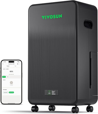 VIVOSUN AeroDrain D12 Smart Environmental Dehumidifier, 2L Water Tank, by VIVOSUN