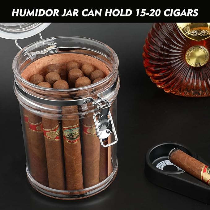 XIFEI Acrylic Humidor Jar with Humidifier and Hygrometer, humidor That can Hold - Image 6