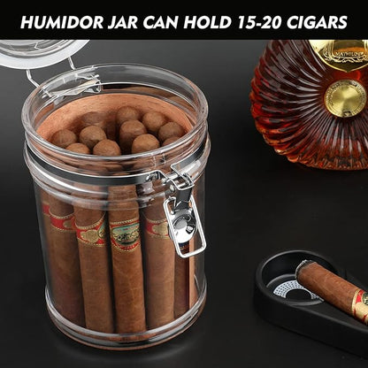 XIFEI Acrylic Humidor Jar with Humidifier and Hygrometer, humidor That can Hold - Image 6