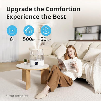 Humidifiers for Bedroom Home, 6L Cool and Warm Mist Air Humidifier for Large - Image 3
