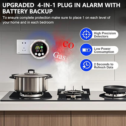 4 in 1 Carbon Monoxide Detector and Gas Detector, Dual Sensor Alarm Natural Gas - Image 3
