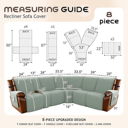 Arfntevss Waterproof Recliner Sectional Couch Covers - Image 5