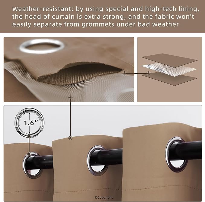 Waterproof Outdoor Curtain W105 x L84 - Image 3