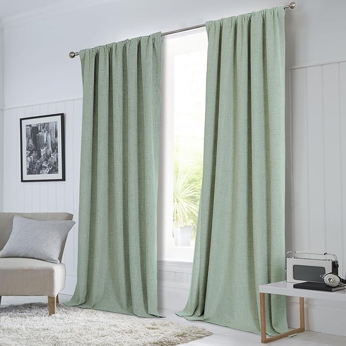 CUCRAF Linen 100% Blackout Curtains 90 Inch Length 2 Panels Set, Back Tab and - Image 9