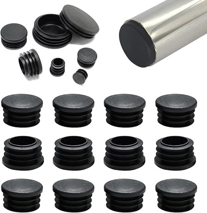 1-1/4" Plastic Hole Plugs Black -Round Chair Leg Caps, Flush Mount Pipe Plugs by EASYEAH