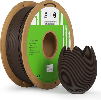 kexcelled Wood PLA Filament 1.75 mm Dark Walnut, Real Wood PLA 3D Printer by kexcelled
