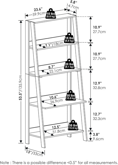 Furinno Ladder Book Shelf, 5-Tier Ladder Shelf, Display Storage Shelves - Image 3