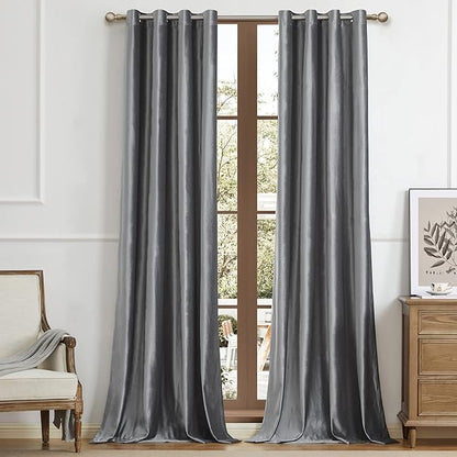 BULBUL Luxury Dark Grey Velvet Curtains 108 inches Elegant Living Room Curtain by ModernShinyVelvetCurtains