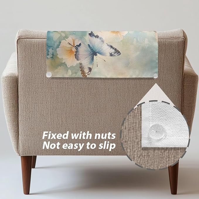 Butterfly Flower Headrest Cover Sofa Headrest Protective Covers Anti-Fade Couch - Image 6