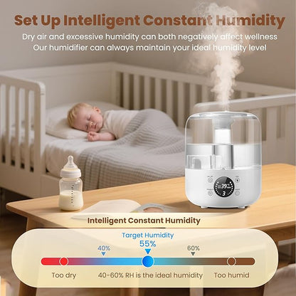 Humidifiers for Bedroom Baby, QWUE Top Fill 3L Humidifier Large Room, 28dB - Image 4