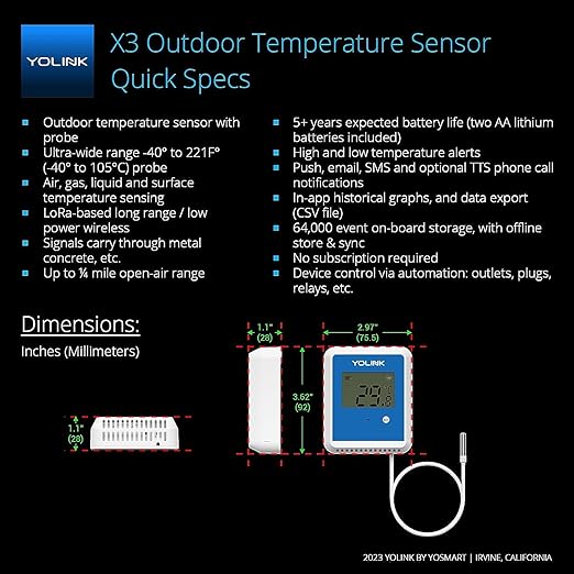 YoLink Smart X3 Version Outdoor Temperature Data Logger - Image 3