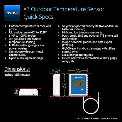YoLink Smart X3 Version Outdoor Temperature Data Logger - Image 3