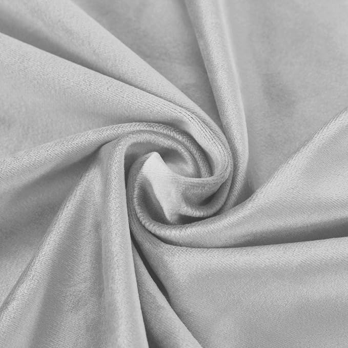 ChadMade Extra Wide Blackout Lined Premium Velvet Curtain Silver Grey 120Wx84L - Image 6