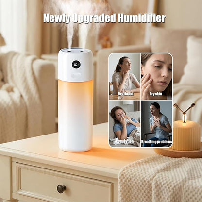 Mini Humidifier for Bedroom, Dual Mist Rechargeable Travel Humidifier for Office - Image 2