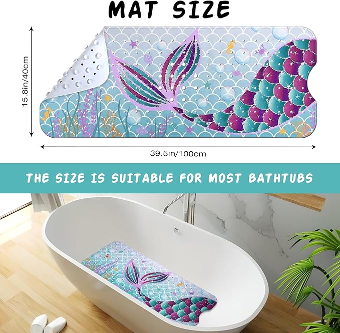 Mermaid Bathtub Mat Non Slip, Cute Baby Bath Mat - Image 2