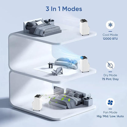 12000 BTU Portable Air Conditioners Cools Up to 500 Sq.Ft, Portable AC Unit - Image 3