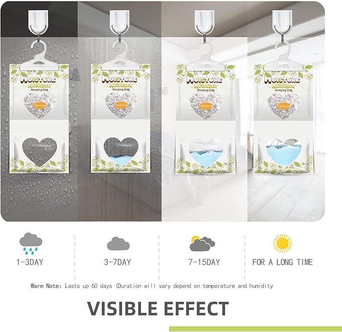 16 Pack Moisture Absorber Hanging Bags, 220g/Pack Fagrance Free Moisture Bag - Image 6