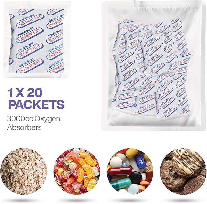 3000cc Oxygen Absorbers for Food Storage, Food Grade Oxygen Absorbers Packets - Image 3