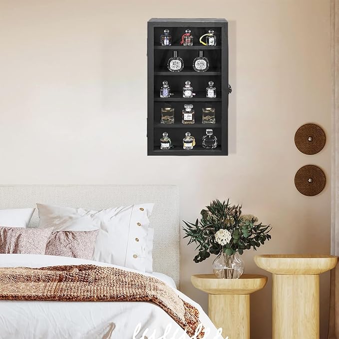 Wall Mounted Wooden Collectible Display Case 5 Shelf Display Storage - Image 5