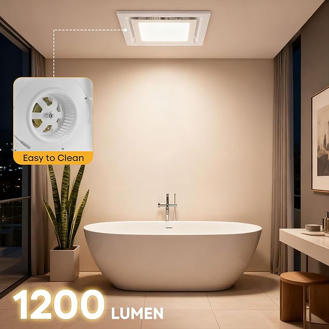 Bathroom Exhaust Fan with Light 12" Ultra Quiet 1.0 Sones, Exhaust Fan Mounting - Image 8