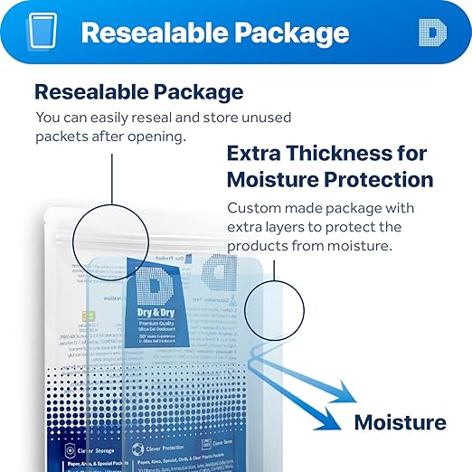 Dry & Dry 1 Gram Blue Indicating Silica Gel Packets Desiccants Silica Gel - Image 3