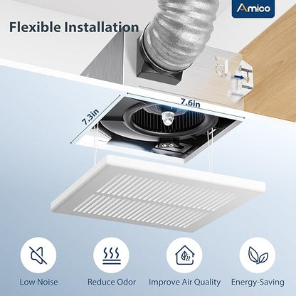 Amico Bathroom Exhaust Fan 2 Pack, 80 CFM, 1.0 Sones, Low Noise, Ceiling - Image 4