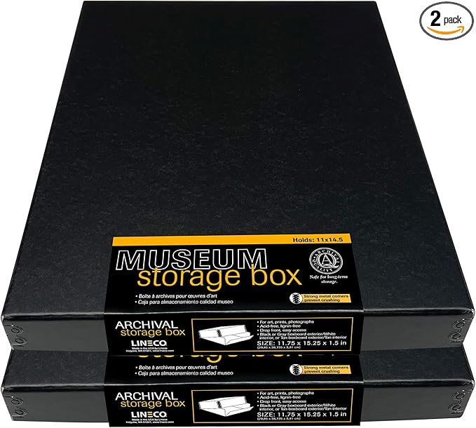 Lineco Museum Archival Storage Box, 11.75x15.25x1.5 in. Drop Front Design. by Lineco