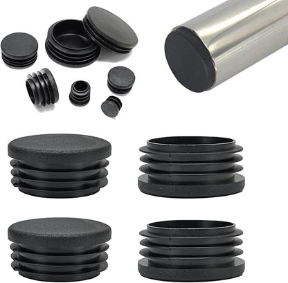 1-3/4" Plastic Hole Plugs Black -Round Chair Leg Caps, Flush Mount Pipe Plugs by EASYEAH
