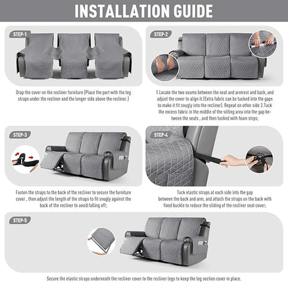 TAOCOCO 100% Waterproof Recliner Cover, Non-Slip Washable Reclining Couch Cover - Image 7