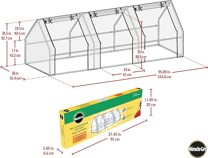 Miracle-GRO Mini Greenhouse 3’ x 8’ x 3’ Outdoor Mini Greenhouse Plant Tent - Image 5