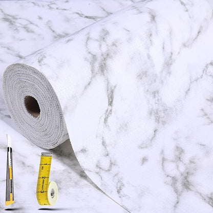 Shelf Liners for Kitchen Cabinets 12in x 20FT, Non Adhesive Drawer Liner Marble by Adwann