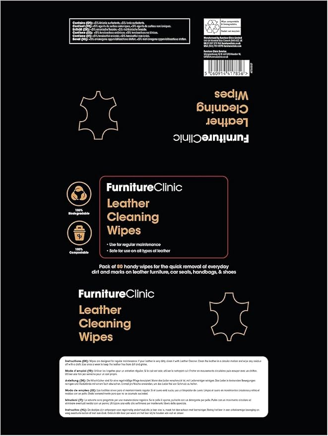Furniture Clinic Leather Cleaning Wipes | 80 Count | 4-in-1 Clean, & Restore - Image 7