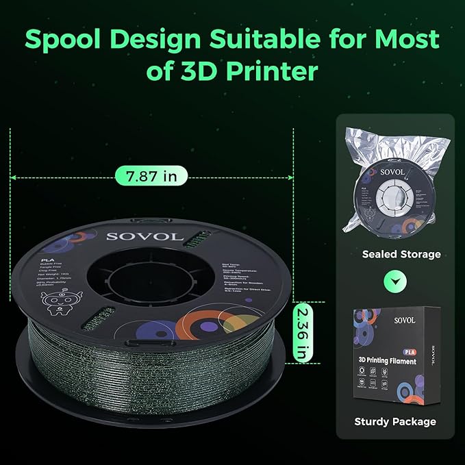 Sovol 3D Printer Luminous Filament, Glow in The Dark PLA 1kg Spool 3D Printing - Image 7