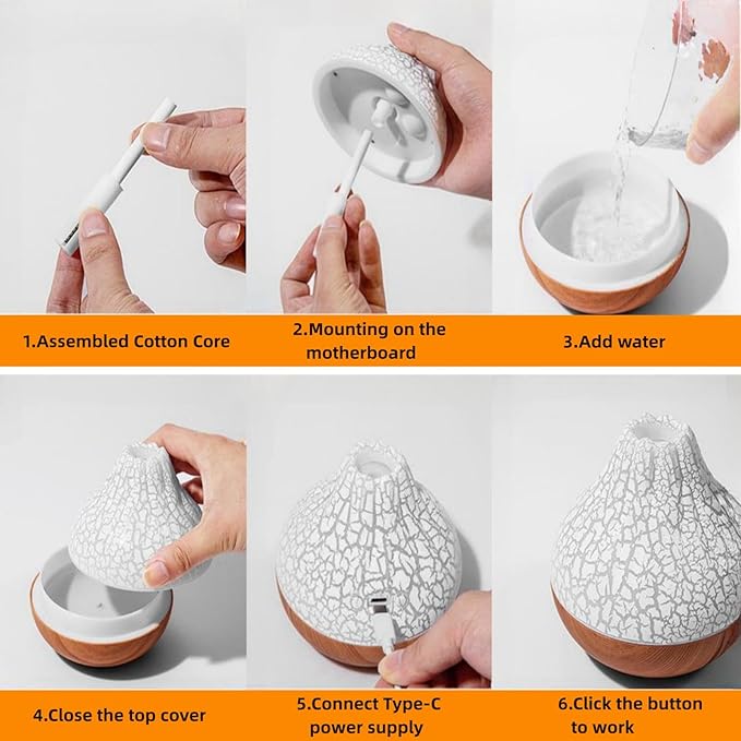 Mini Colorful Cool Humidifier, Volcano Shape Humidifier, USB Personal Desktop - Image 6
