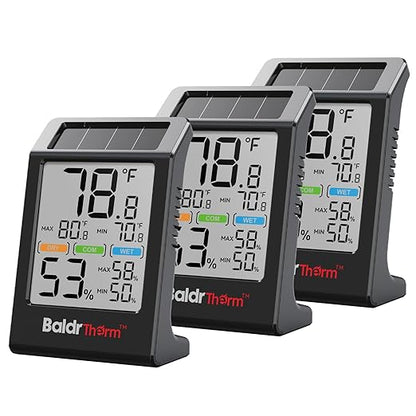 BaldrTherm Room Thermometer Indoor Humidity Meter Solar Powered by BaldrTherm