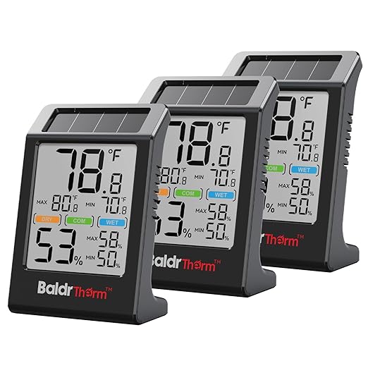 BaldrTherm Room Thermometer Indoor Humidity Meter Solar Powered by BaldrTherm