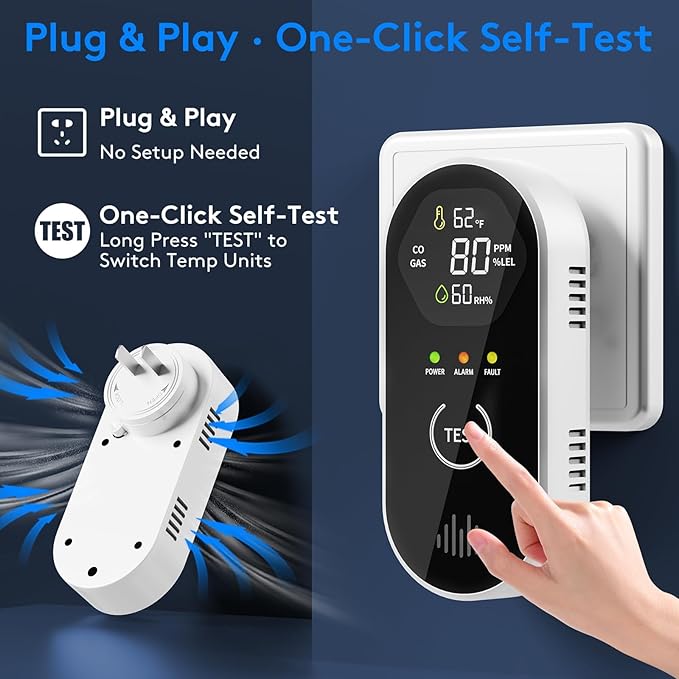 2 Packs Carbon Monoxide Detectors, 4-in-1 CO & Natural Gas Detection Plug-in - Image 4