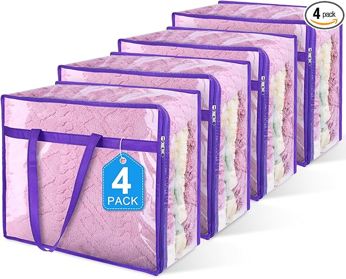 4 Pack Clear Zippered Storage Bags by BuddingJoy-BuildaJoyfulLifeforYou