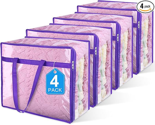 4 Pack Clear Zippered Storage Bags by BuddingJoy-BuildaJoyfulLifeforYou