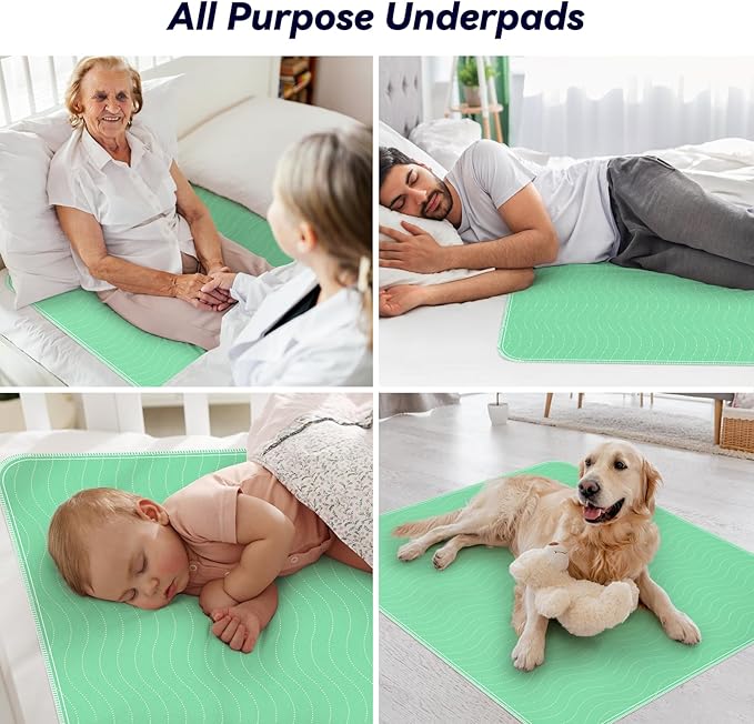 4 Pack 36” x 36” Extra Heavy Absorbency Washable Underpads, Waterproof Quick - Image 7