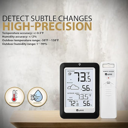 Indoor Outdoor Thermometer Hygrometer Wireless Weather Station, Temperature - Image 4