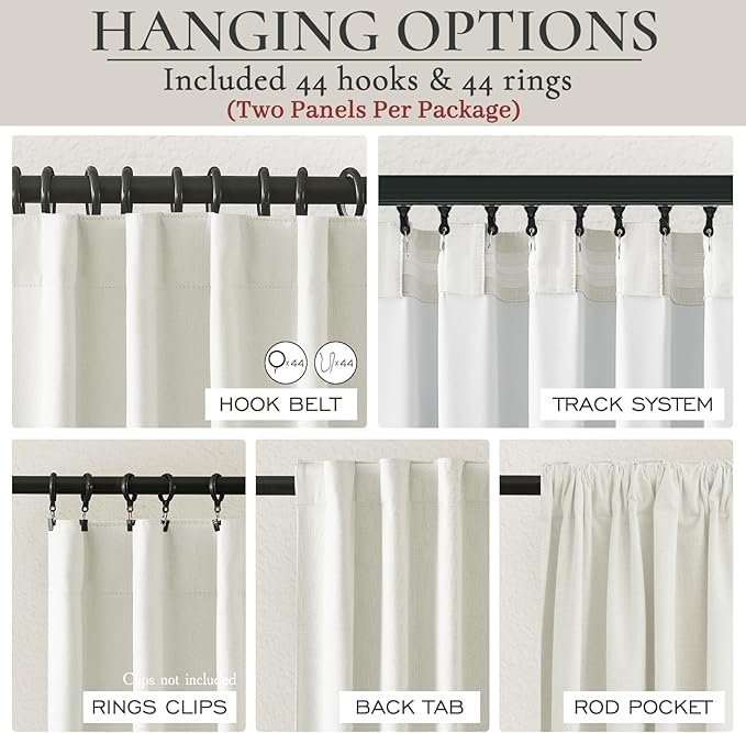 Cute Blackout Curtains 60 Inches Extra Wide Linen 90 Inch Length - Image 3