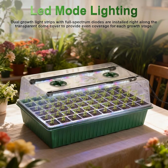 TONYFUL Seed Starter Tray with Grow Light, 120-Cell Seed Starter Kit with 4.07” - Image 6