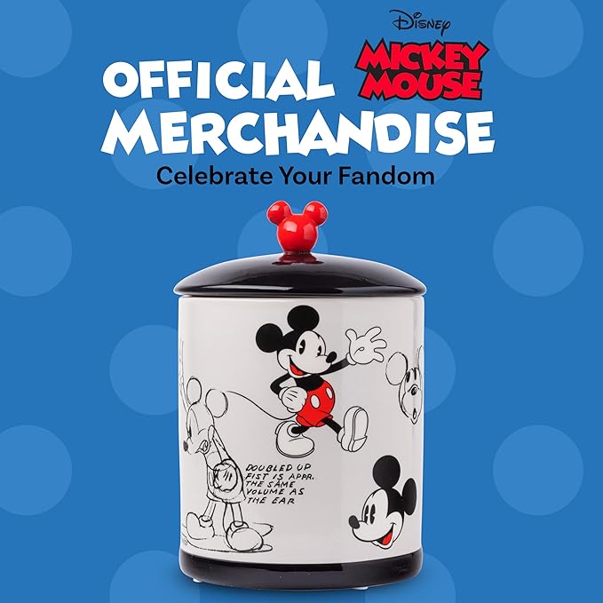 Silver Buffalo Disney Vintage Mickey Mouse Sketches Ceramic Cookie Snack Jar - Image 6