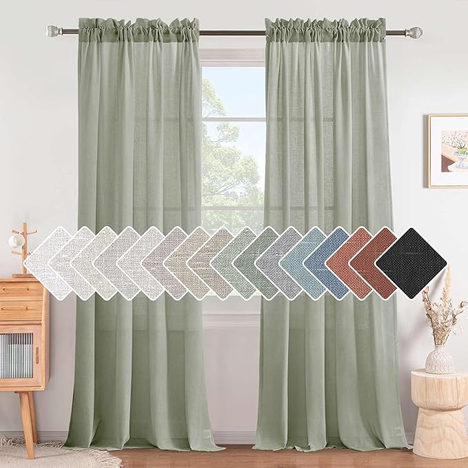 H.VERSAILTEX Linen Curtains Elegant Natural Linen Semi Sheer Curtains Energy by HVERSAILTEX