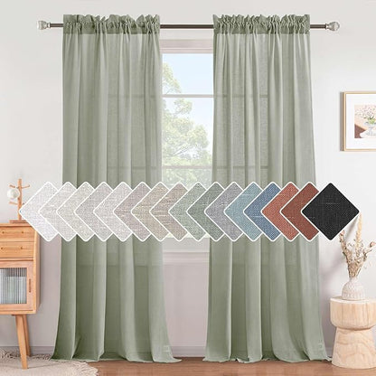 H.VERSAILTEX Linen Curtains Elegant Natural Linen Semi Sheer Curtains Energy by HVERSAILTEX