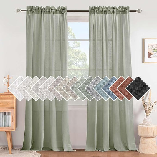 H.VERSAILTEX Linen Curtains Elegant Natural Linen Semi Sheer Curtains Energy by HVERSAILTEX