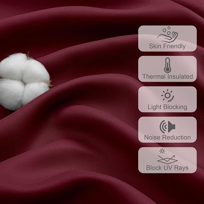 Chyhomenyc Short Burgundy Curtains 24 Inch Length, Small Kitchen Curtain Rod - Image 3